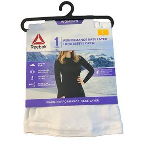 Reebok Women's White Warm Performance Base Layer Long Sleeve Crew Top Large New
